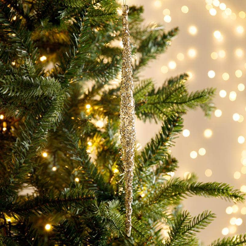 Christmas  -  Gold Glass Icicle Christmas Tree Decoration - 30cm  -  60004036