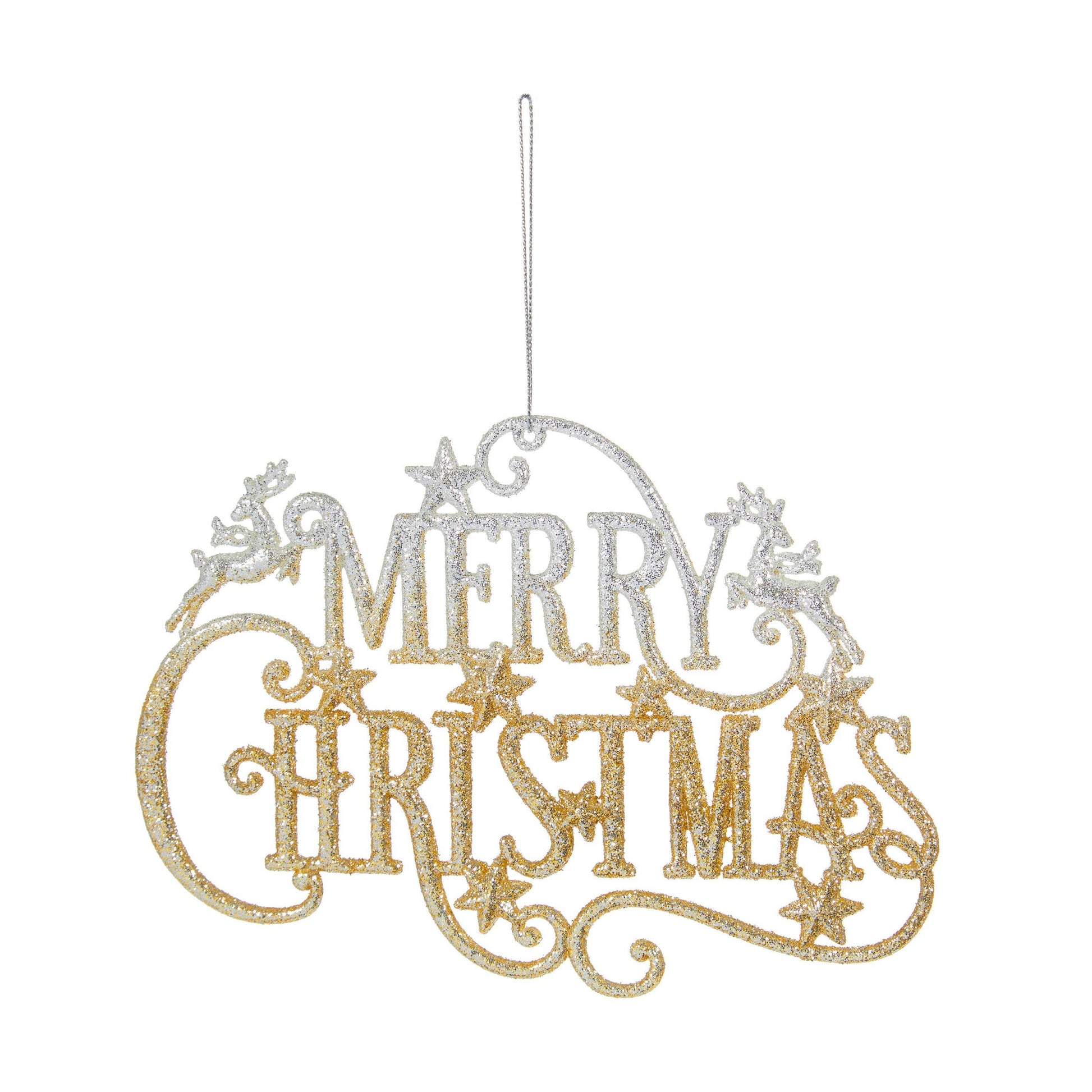Gold & Silver Merry Christmas Wall Hanger - 18cm  -  60008719