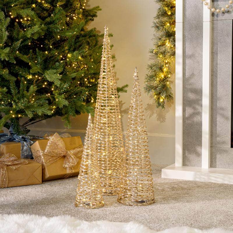 Christmas  -  Gold Micro LED Cone - 60cm  -  60008567