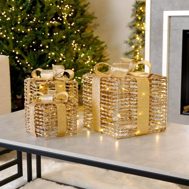 Christmas  -  Gold Micro LED Parcels  -  60008566