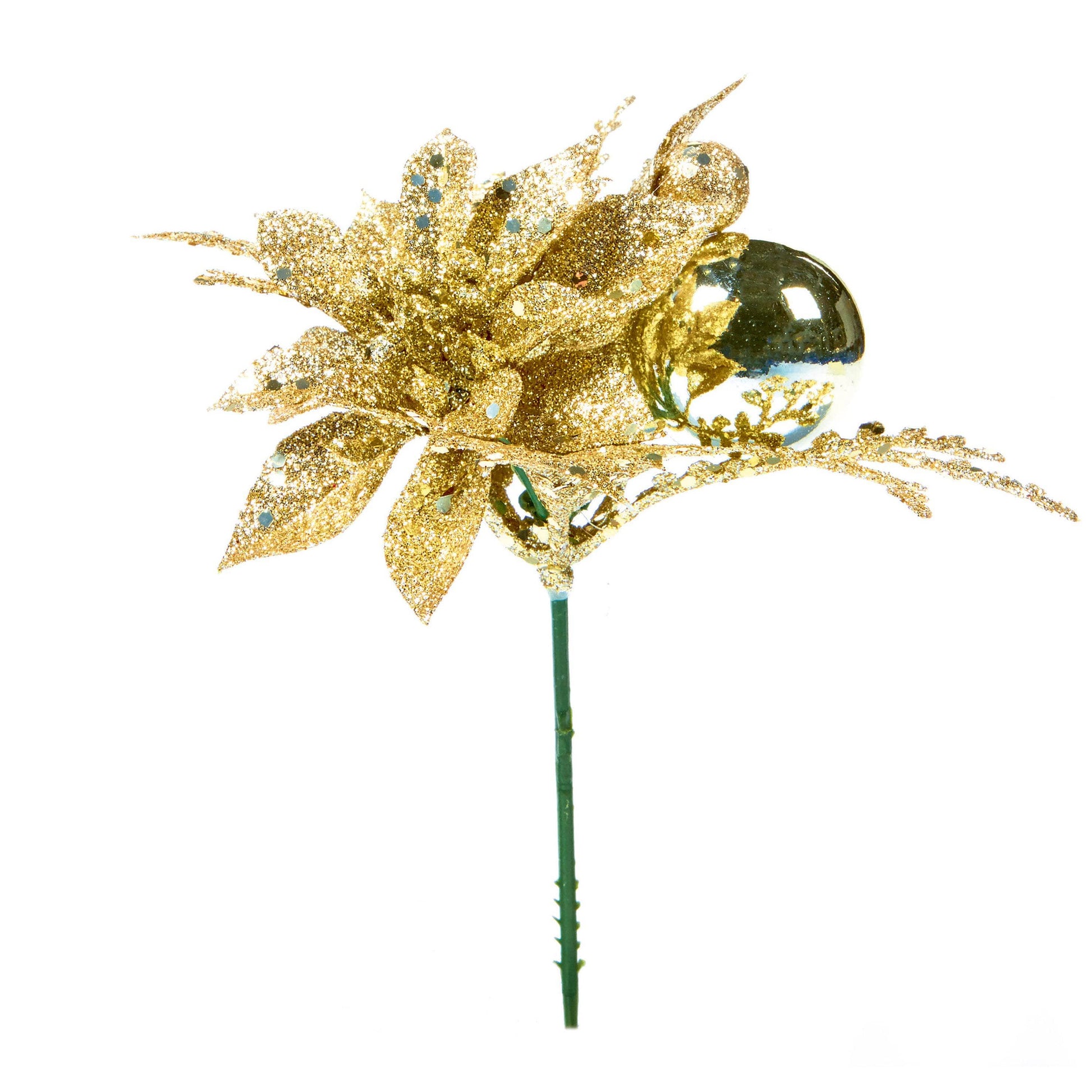 Gold Poinsettia Pick Decoration -  60008734