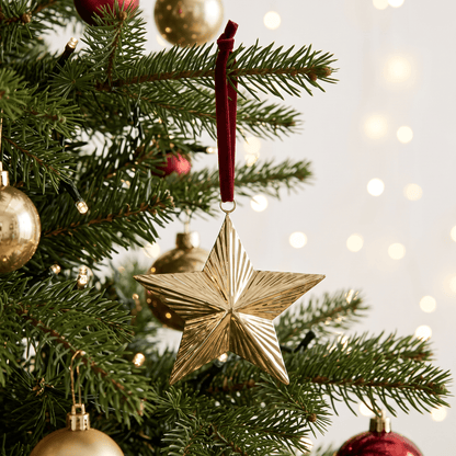 Christmas  -  Gold Star Hanging Decoration - 15cm  -  60487810