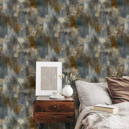 Wallpaper  -  Grandeco Abstract Blue Texture Wallpaper - 210703  -  60487246