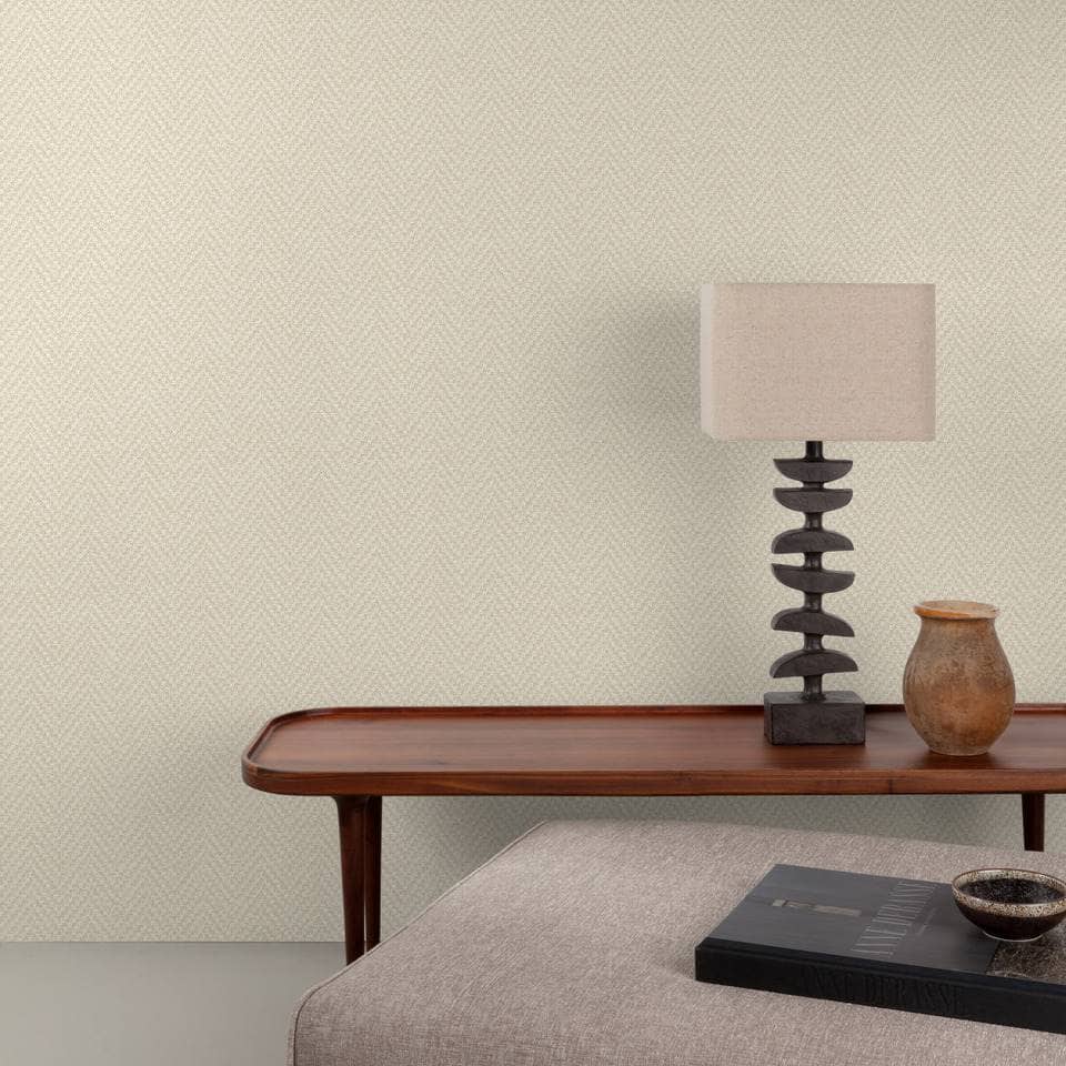 Wallpaper  -  Grandeco Antiga Herringbone Cream Wallpaper - A86202  -  60486510