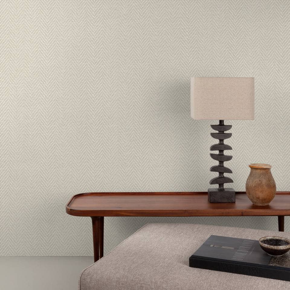 Wallpaper  -  Grandeco Antiga Herringbone Neutral Wallpaper - A86203  -  60486508