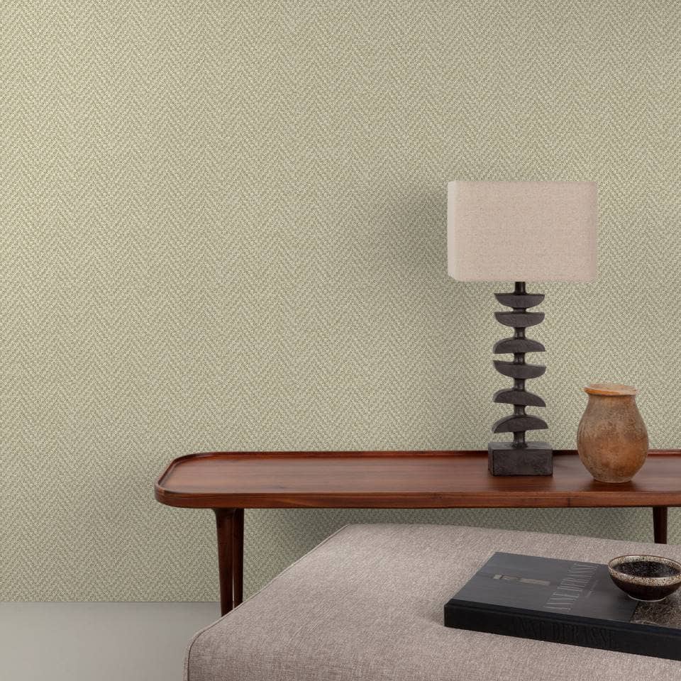 Wallpaper  -  Grandeco Antiga Herringbone Sage Wallpaper - A86204  -  60486509