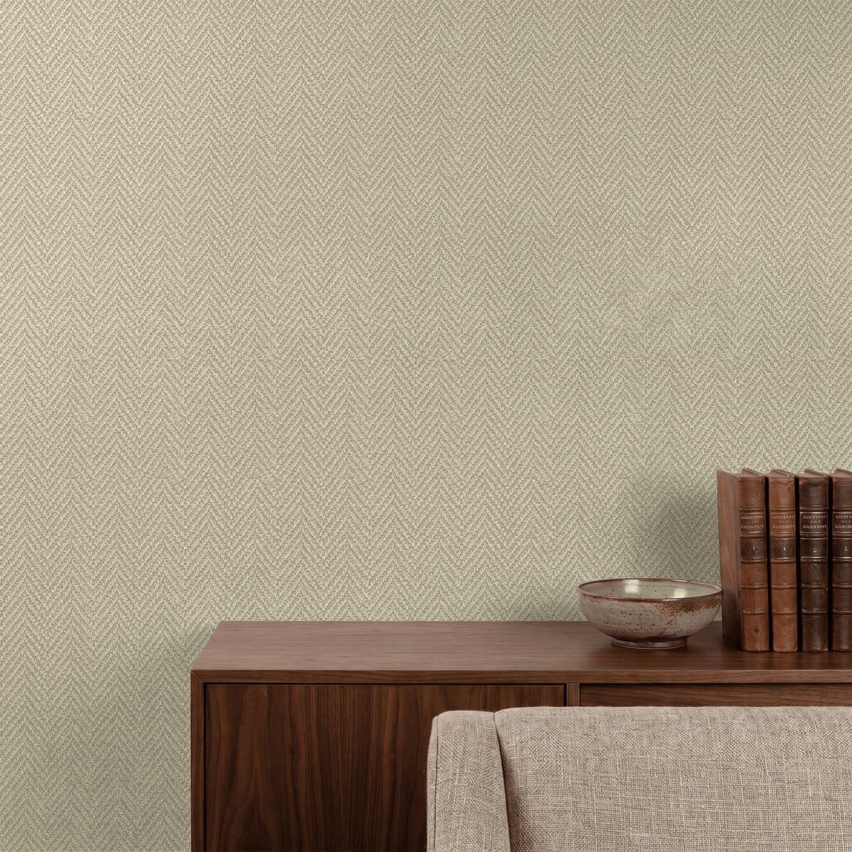 Wallpaper  -  Grandeco Antiga Herringbone Sage Wallpaper - A86204  -  60486509