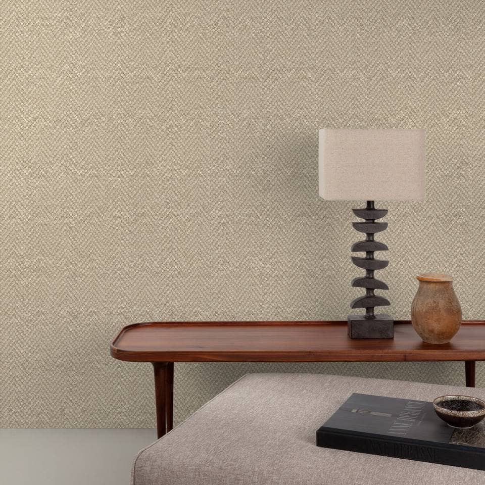 Wallpaper  -  Grandeco Antiga Herringbone Taupe - A86205  -  60486507