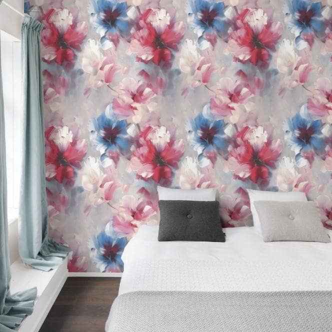 Wallpaper  -  Grandeco Very Diana Blue & Red Wallpaper -  VE3005  -  60487250