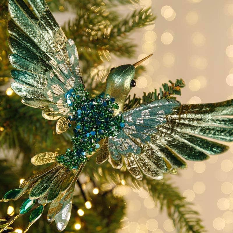 Christmas  -  Green Hummingbird Clip-On Christmas Tree Decoration - 20cm  -  60000898