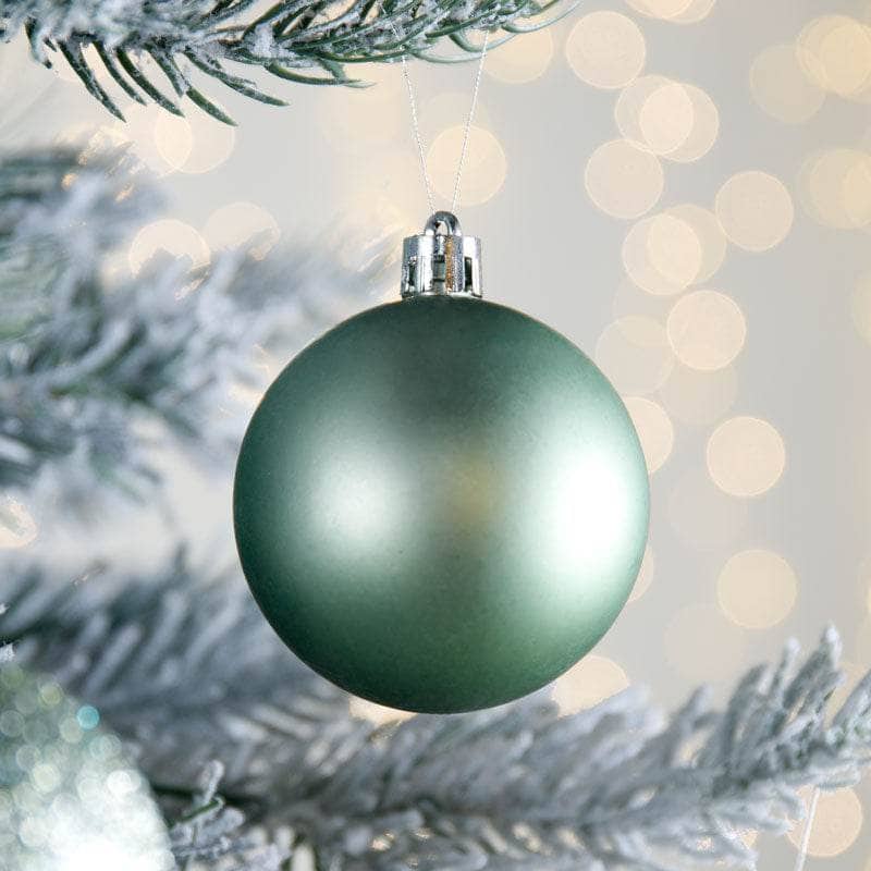 Christmas  -  Green Shatterproof Shiny, Matt & Glitter Baubles - 10 pack  - 