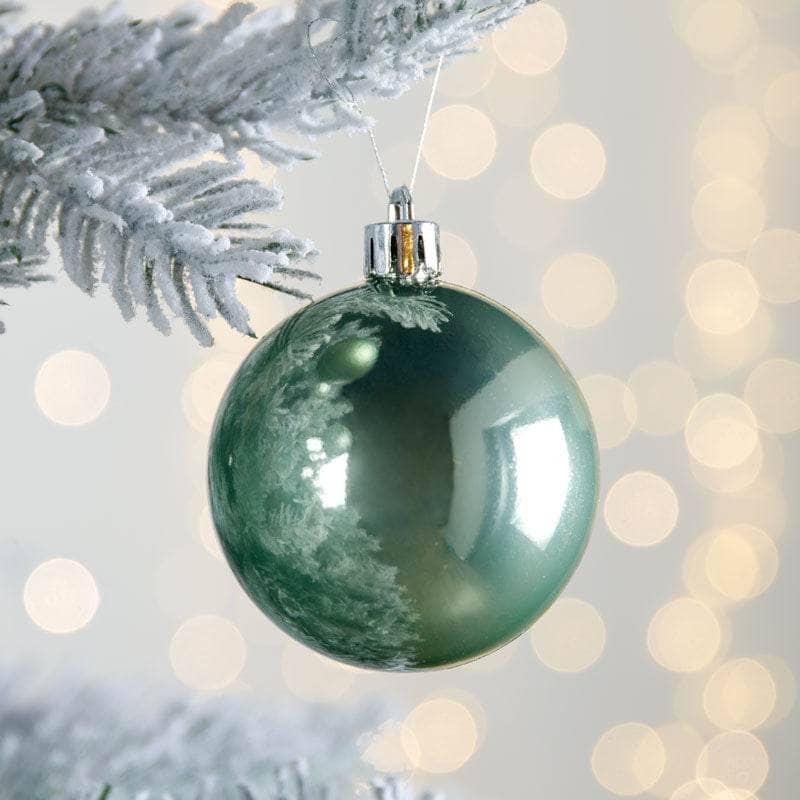 Christmas  -  Green Shatterproof Shiny, Matt & Glitter Baubles - 10 pack  - 
