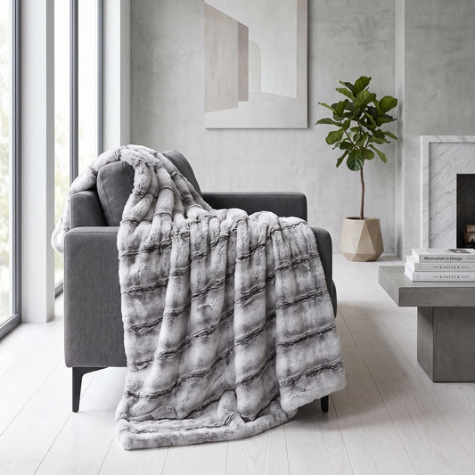 Active  -  Grey Brushed Faux Rabbit Fur Throw Blanket - 150x200cm  -  60487505
