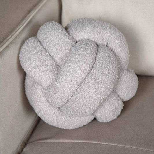 Homeware  -  Grey Boucle Knot Ball Cushion - 19cm  -  60008211