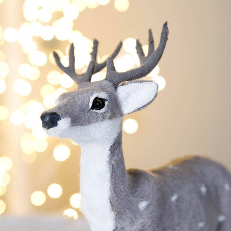 Christmas  -  Grey Fuzzy Deer Decoration - 26cm  -  60008459