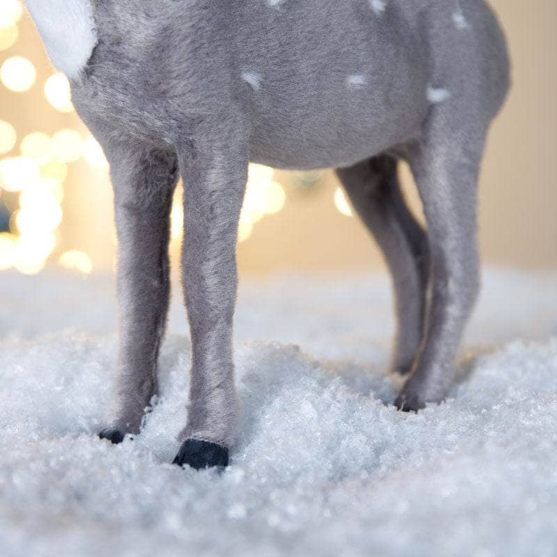 Christmas  -  Grey Fuzzy Deer Decoration - 26cm  -  60008459
