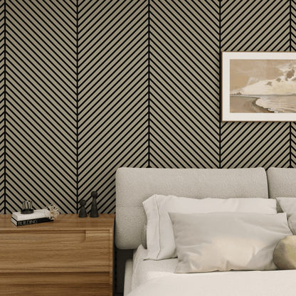 Wall Panelling  -  Grey Oak Herringbone Acoustic Panel A - Right Up Facing  -  60418255