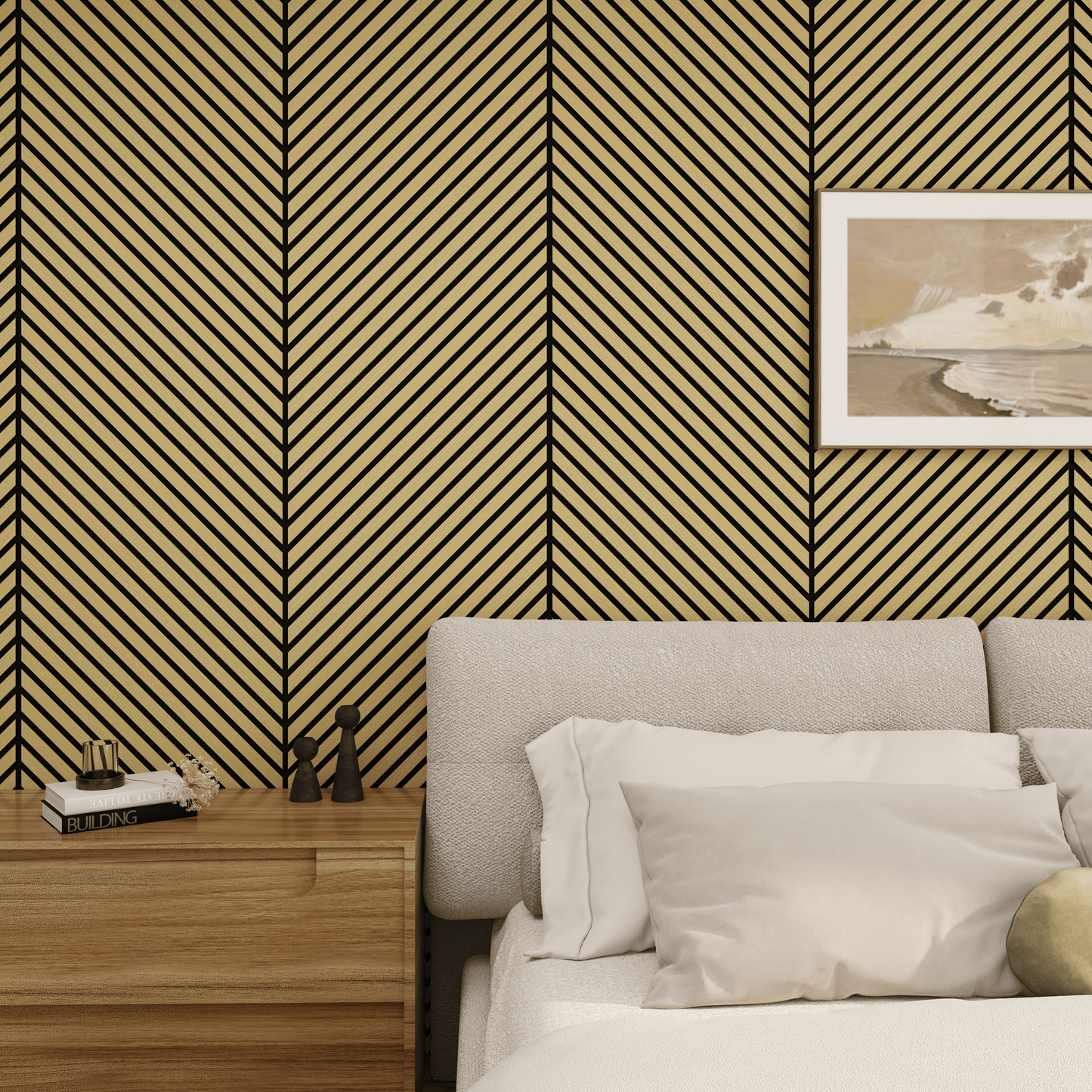 Wall Panelling  -  White Oak Herringbone Acoustic Panel B - Left Up Facing  -  60418254