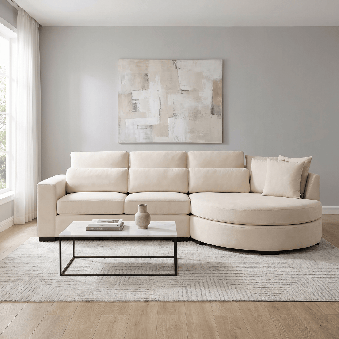 Furniture  -  Hallie RHF Corner Sofa - Cream  -  60486584