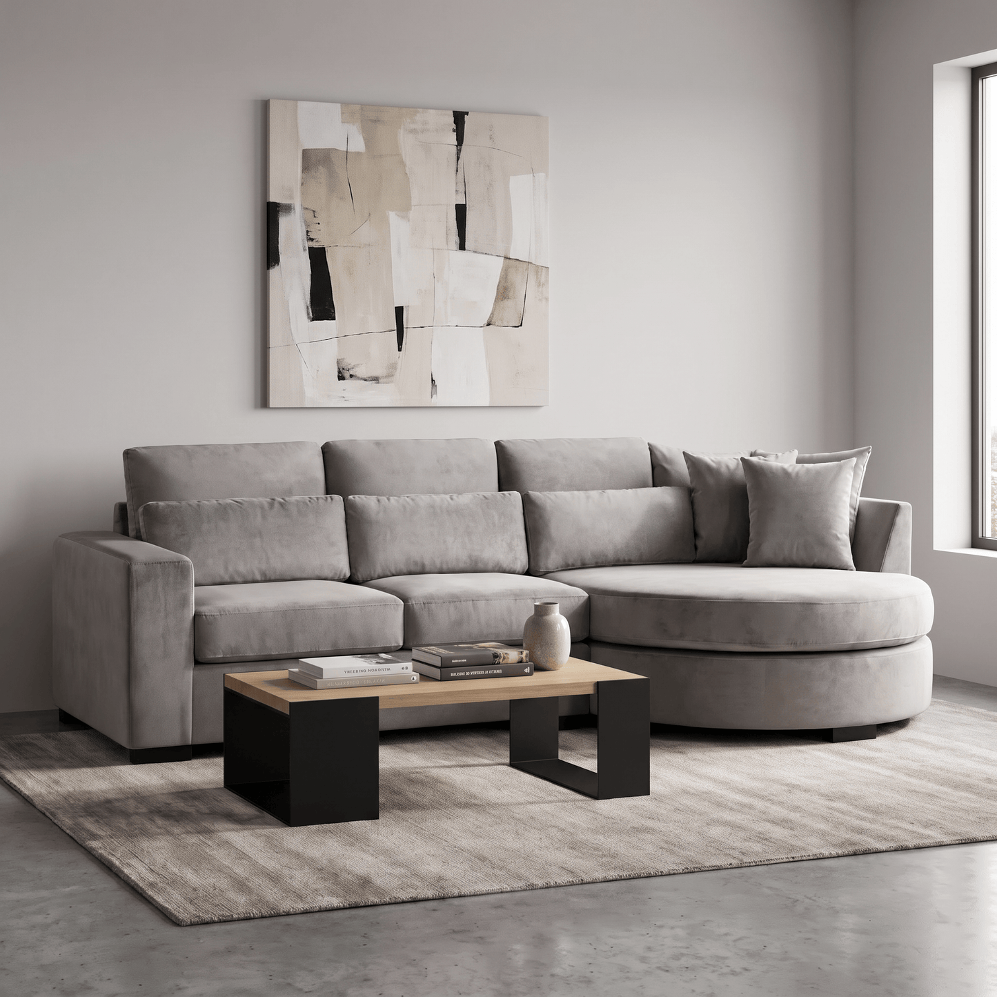 Furniture  -  Hallie RHF Corner Sofa - Grey  -  60486585