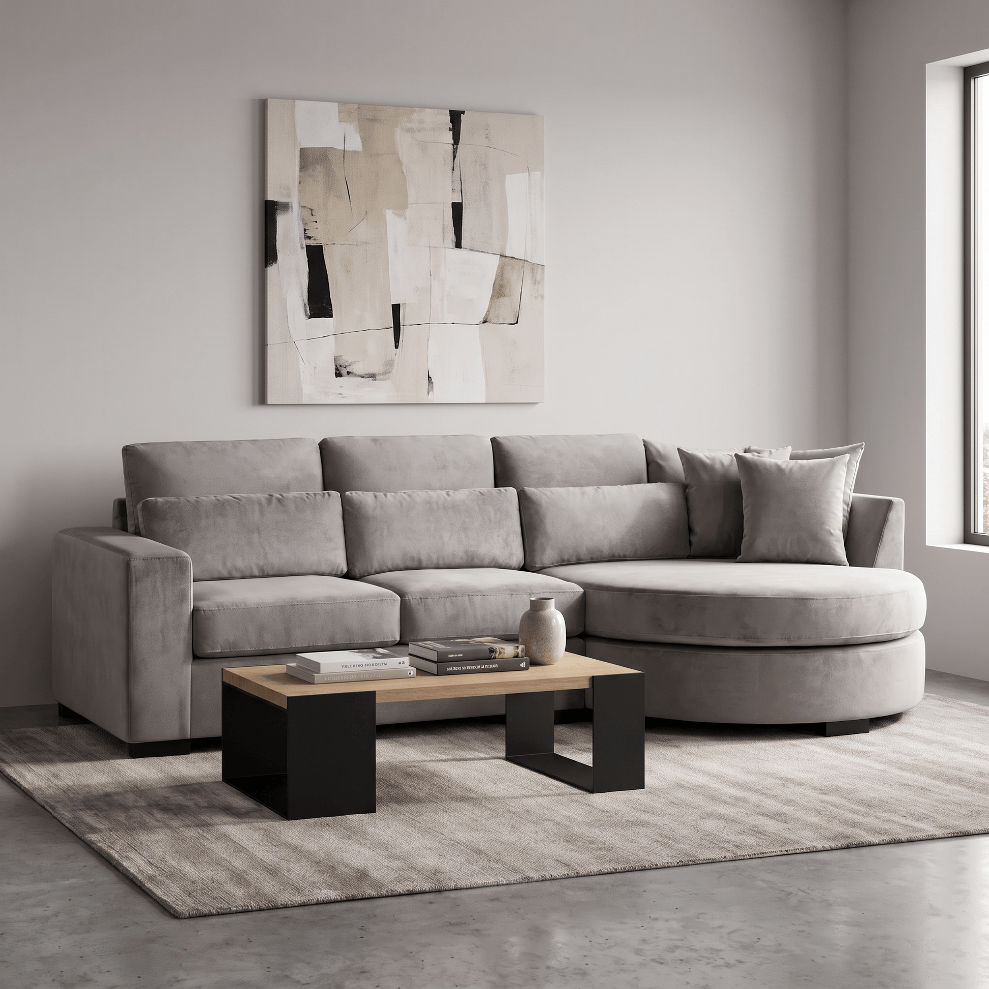 Furniture  -  Hallie RHF Corner Sofa - Grey  -  60486585