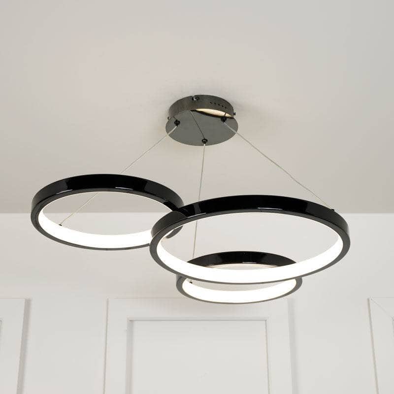 Lights  -  Hawaii LED 3 Ring Pendant Ceiling Light - Black  -  60008852