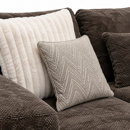 Henly Compact U-Shape Sofa & Stool - Chocolate