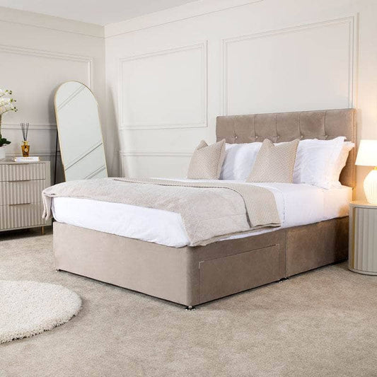 Outlet Beds  -  Outlet Diamond Double Divan Set - Coffee  -  60012106