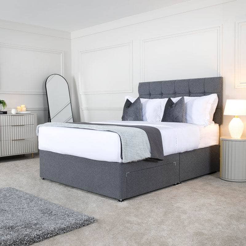 Outlet Beds  -  Outlet Diamond Double Divan Set - Titanium  -  60012103