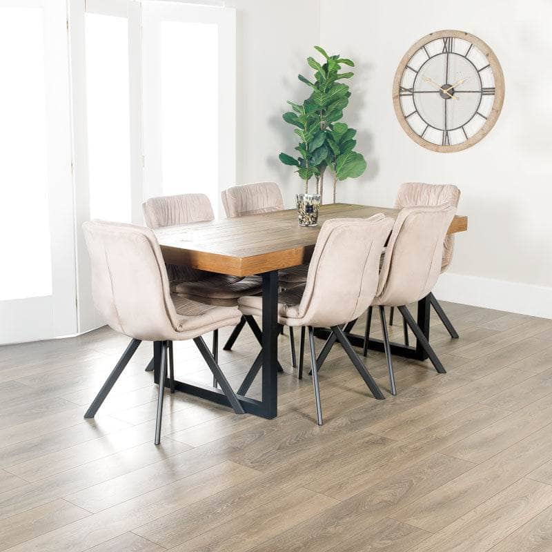 Furniture  -  Lincoln Fixed Table & 6 Aspen Taupe Chairs  -  60007751