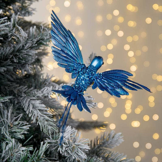 Christmas  -  Blue Beaded Hummingbird Clip-On Christmas Tree Decoration  - 20cm  -  60450874