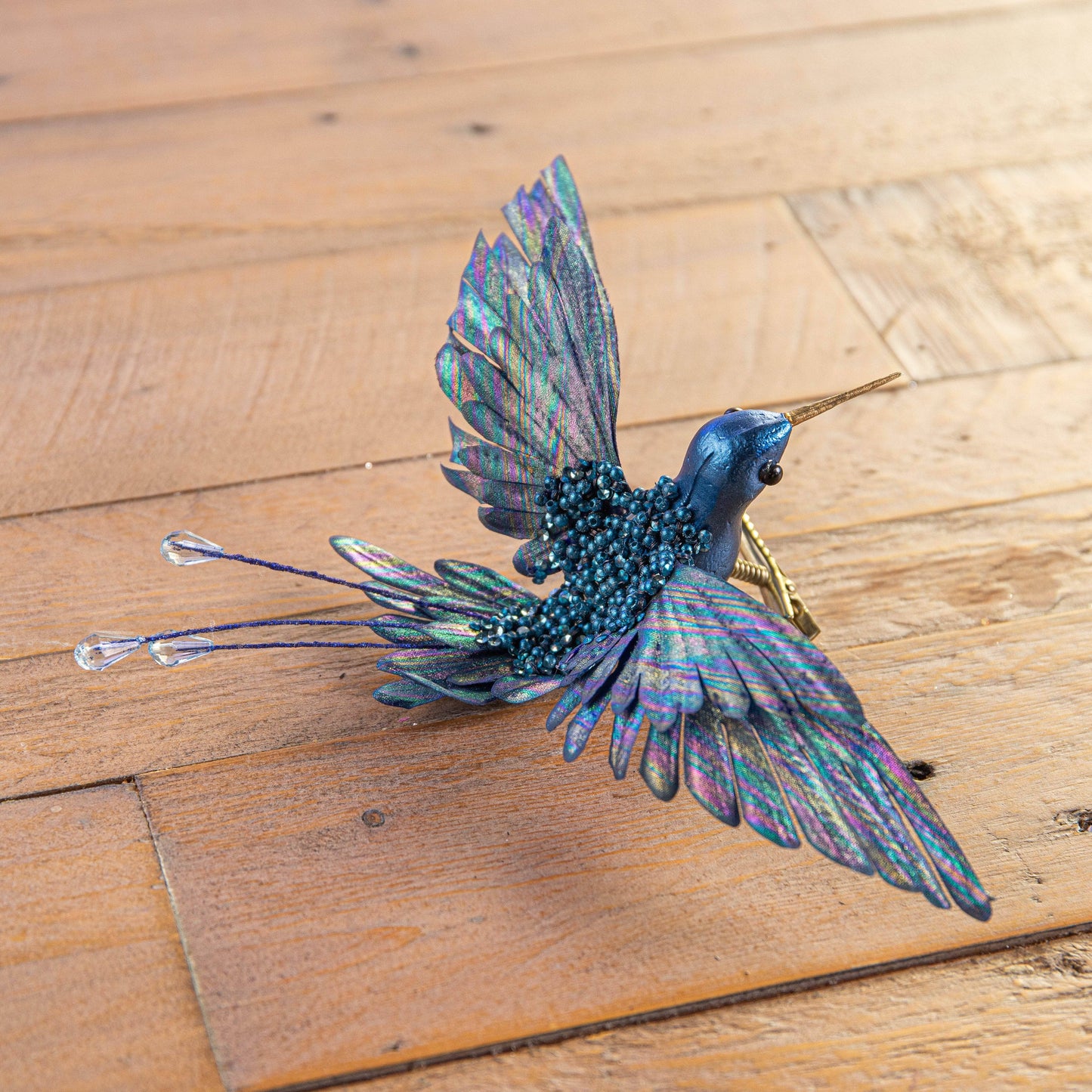 Christmas  -  Blue Beaded Hummingbird Clip-On Christmas Tree Decoration  - 20cm  -  60450874