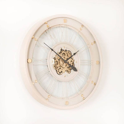 Homeware  -  Tempered Glass Cream & Gold Wall Clock - 90cm  -  60011547