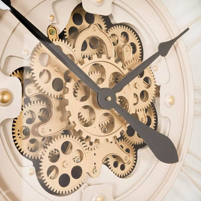 Homeware  -  Tempered Glass Cream & Gold Wall Clock - 90cm  -  60011547