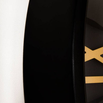 Mirrors  -  Tempered Glass Black & Gold Gears Wall Clock - 80cm  -  60011549