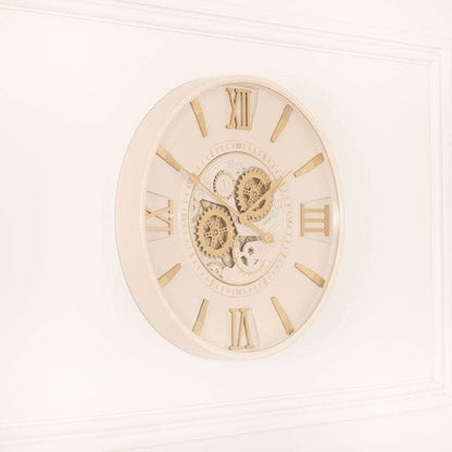 Homeware  -  Tempered Glass Cream & Gold Wall Clock - 59cm  -  60011550