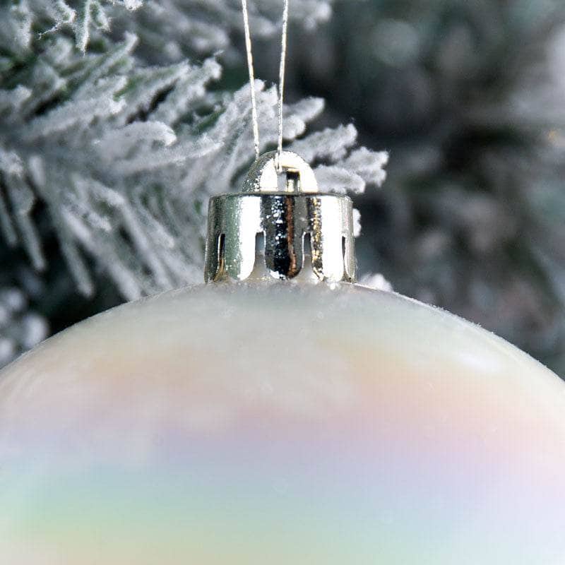 Christmas  -  Iridescent White Shatterproof Shiny Baubles - 4 pack  -  50143755
