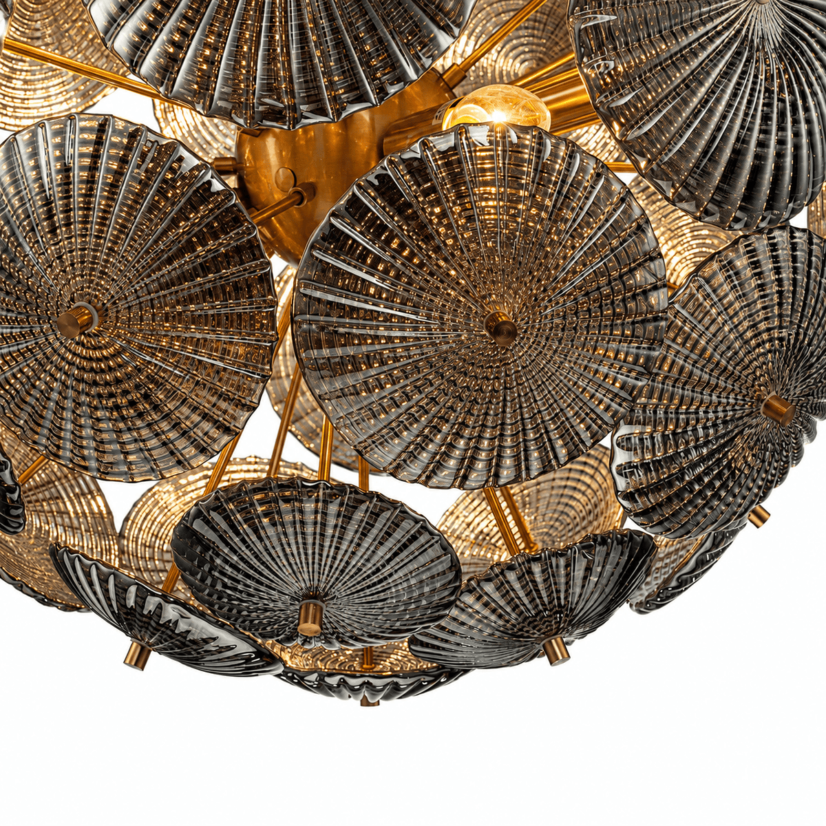 Lights  -  Iron & Glass 6 Light Chandelier - Smoke Glass  -  60486003