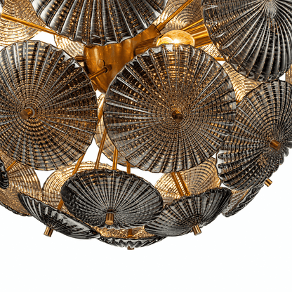 Lights  -  Iron & Glass 6 Light Chandelier - Smoke Glass  -  60486003
