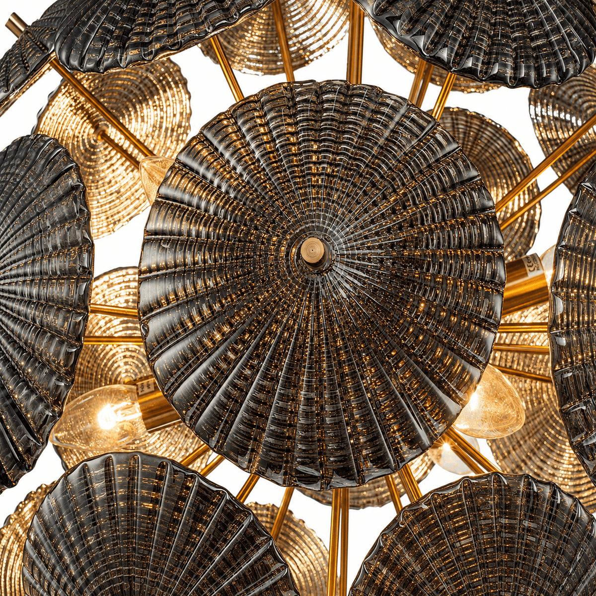 Lights  -  Iron & Glass 6 Light Chandelier - Smoke Glass  -  60486003