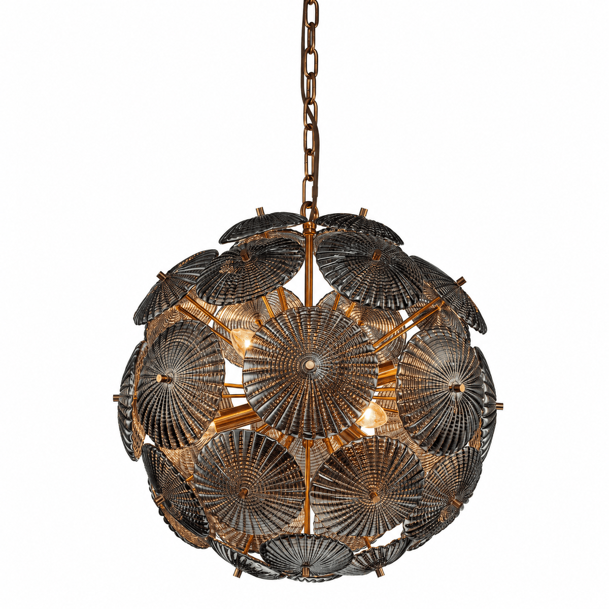 Lights  -  Iron & Glass 6 Light Chandelier - Smoke Glass  -  60486003