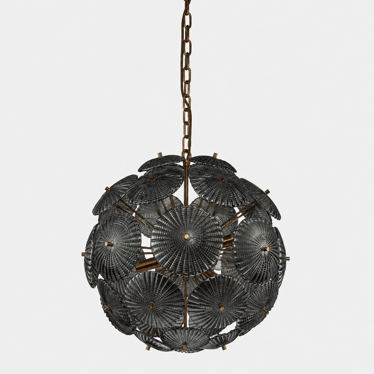 Lights  -  Iron & Glass 6 Light Chandelier - Smoke Glass  -  60486003