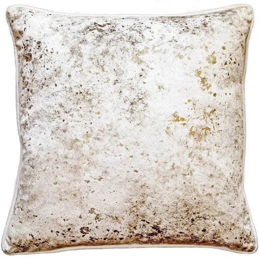 Homeware  -  Ivory Velvet Cushion With Gold Foil Print - 45 x 45cm  -  60010984