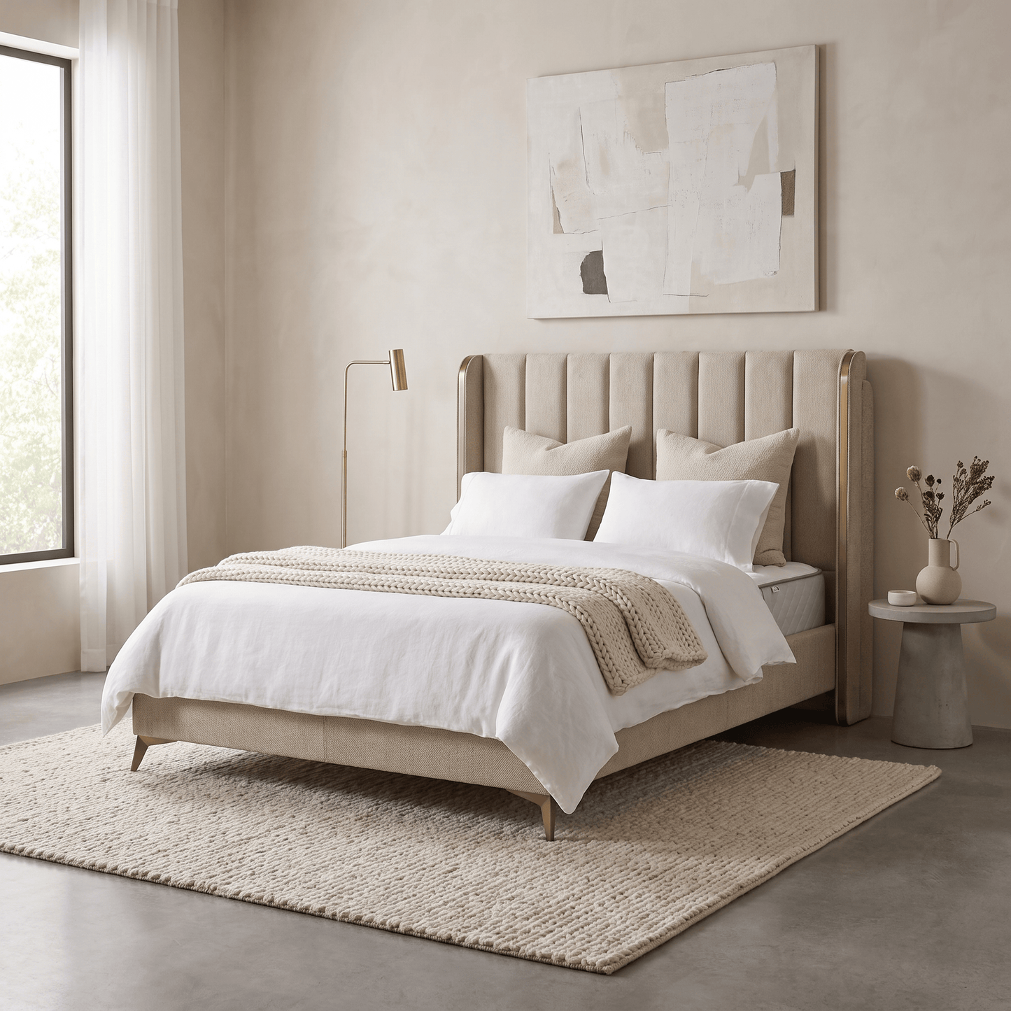 Furniture  -  Jude King Size Bedframe - Beige  -  60487291
