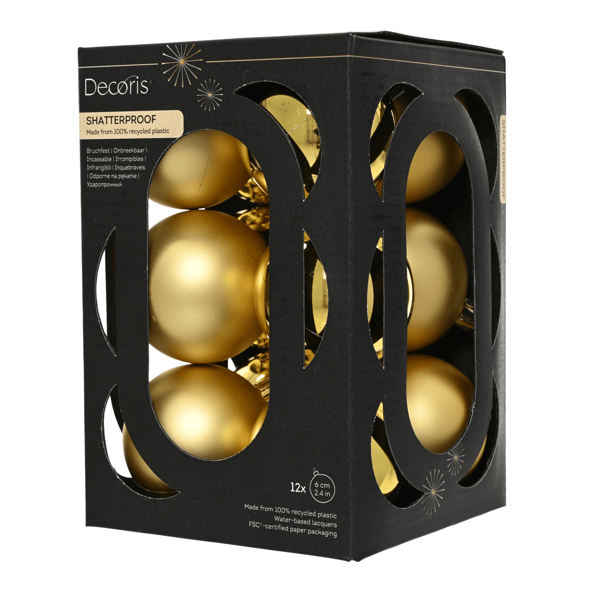 Christmas  -  Gold Baubles Pack of 12 - 6cm  -  60487477