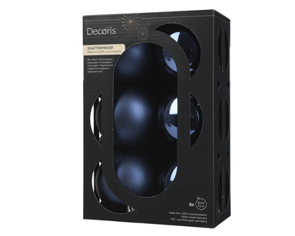 Christmas  -  Night Blue Baubles Pack of 6 - 8cm  -  60487489