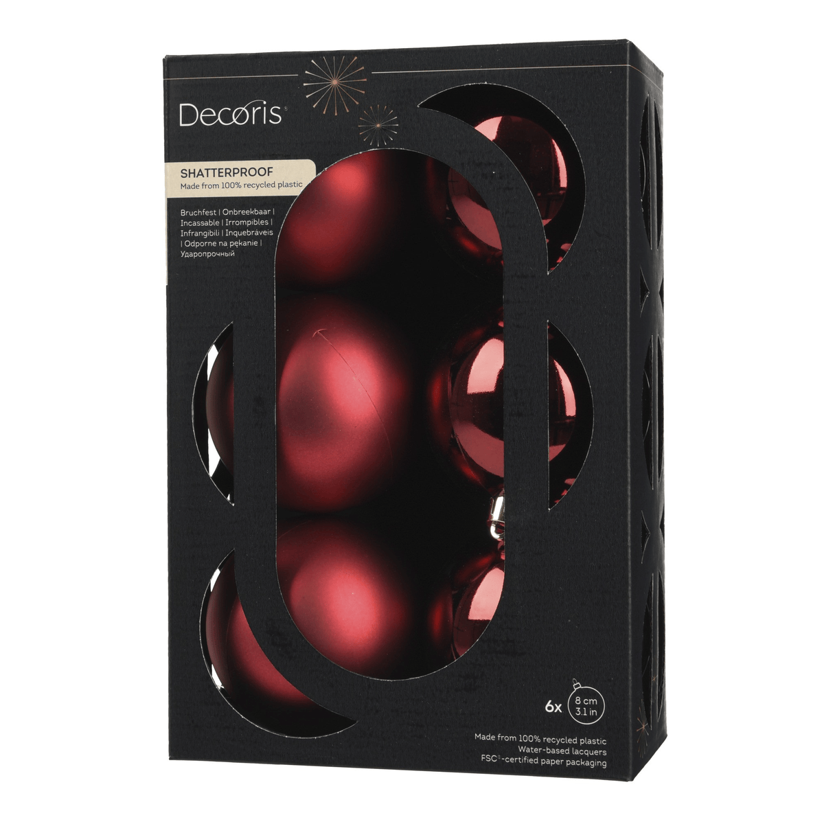 Christmas  -  Oxblood Baubles Pack of 6 - 8cm  -  60487486