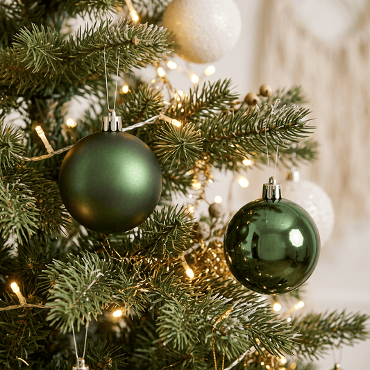 Christmas  -  Pine Green Baubles Pack of 6 - 8cm  -  60487490