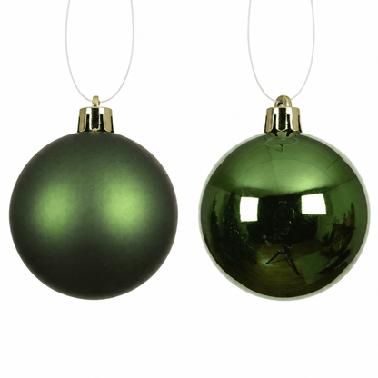 Christmas  -  Pine Green Baubles Pack of 6 - 8cm  -  60487490