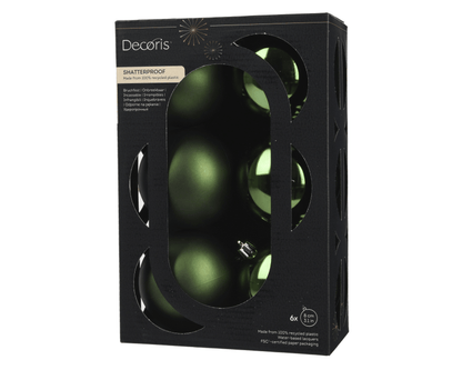 Christmas  -  Pine Green Baubles Pack of 6 - 8cm  -  60487490